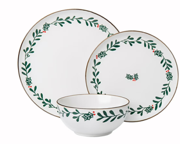 Holiday Time 12 PC Ceramic Dinnerware Set, Holly Pattern – Just $14.96!