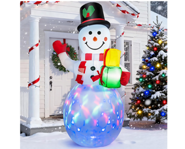 5ft Christmas Inflatables Snowman Outdoor Yard Decor with Rotating LED Lights – Just $23.99!