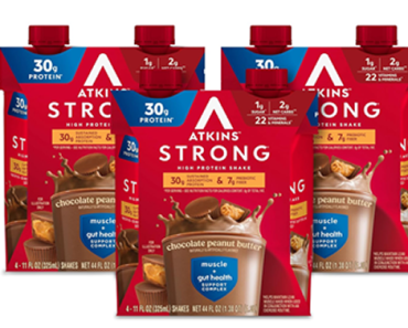 Atkins Strong High Protein Shake, Chocolate Peanut Butter Flavor, 12 Count- Just $20.32!