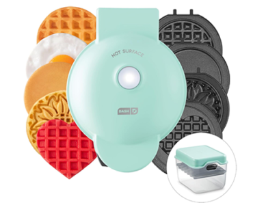 DASH Multimaker Mini System – Waffle Maker with Six 4” Removable Plates & Storage Case – Just $24.99!