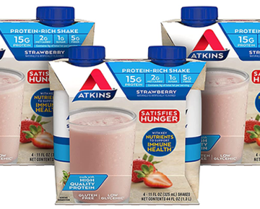 Atkins Strawberry Protein-Rich Shake, Gluten Free, Keto-Friendly, 12 Count – Just $11.59!