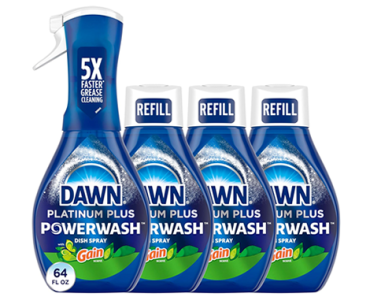 Dawn Powerwash Gain Original Dish Spray, Liquid Dish Soap, 1 Starter Kit + 3 Refills – Just $11.16!