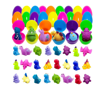 24 Pack Plastic Prefilled Easter Eggs with Dinosaur Mochi Squishy Toys – Just $9.99!