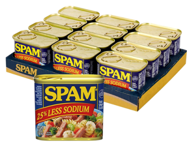 Spam Less Sodium, 12 Ounce Can – Pack of 12 – Just $25.47! Spam Less Sodium, 12 Ounce Can – Pack of 12 – Just $25.47!