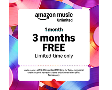 Get 3 months FREE of Amazon Music Unlimited!