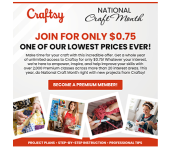Celebrate National Craft Month with Craftsy! Join for only $0.49!