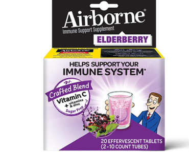 Airborne Elderberry + Zinc & Vitamin C Effervescent Tablets, Immune Support Supplement – 20 Count – Just $11.13!