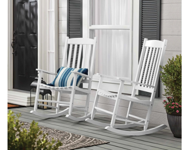 Mainstays Outdoor Wood Porch Rocking Chair, White – 2 Pack – Just $194.00!